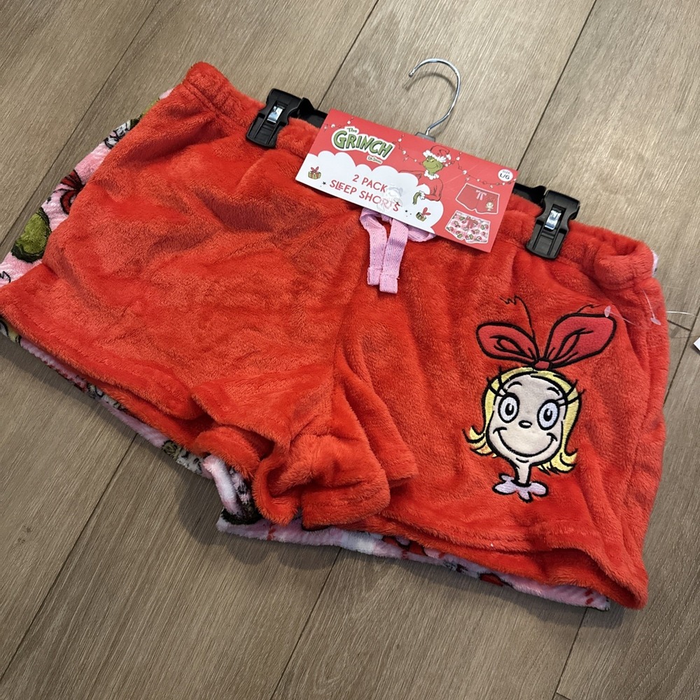 The Grinch Dr Seuss Women's 2 Pack Sleep Shorts Soft Lounge Large NEW